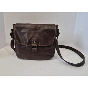 Jack Georges Voyager Collection Leather Saddle Crossbody Bag Brown